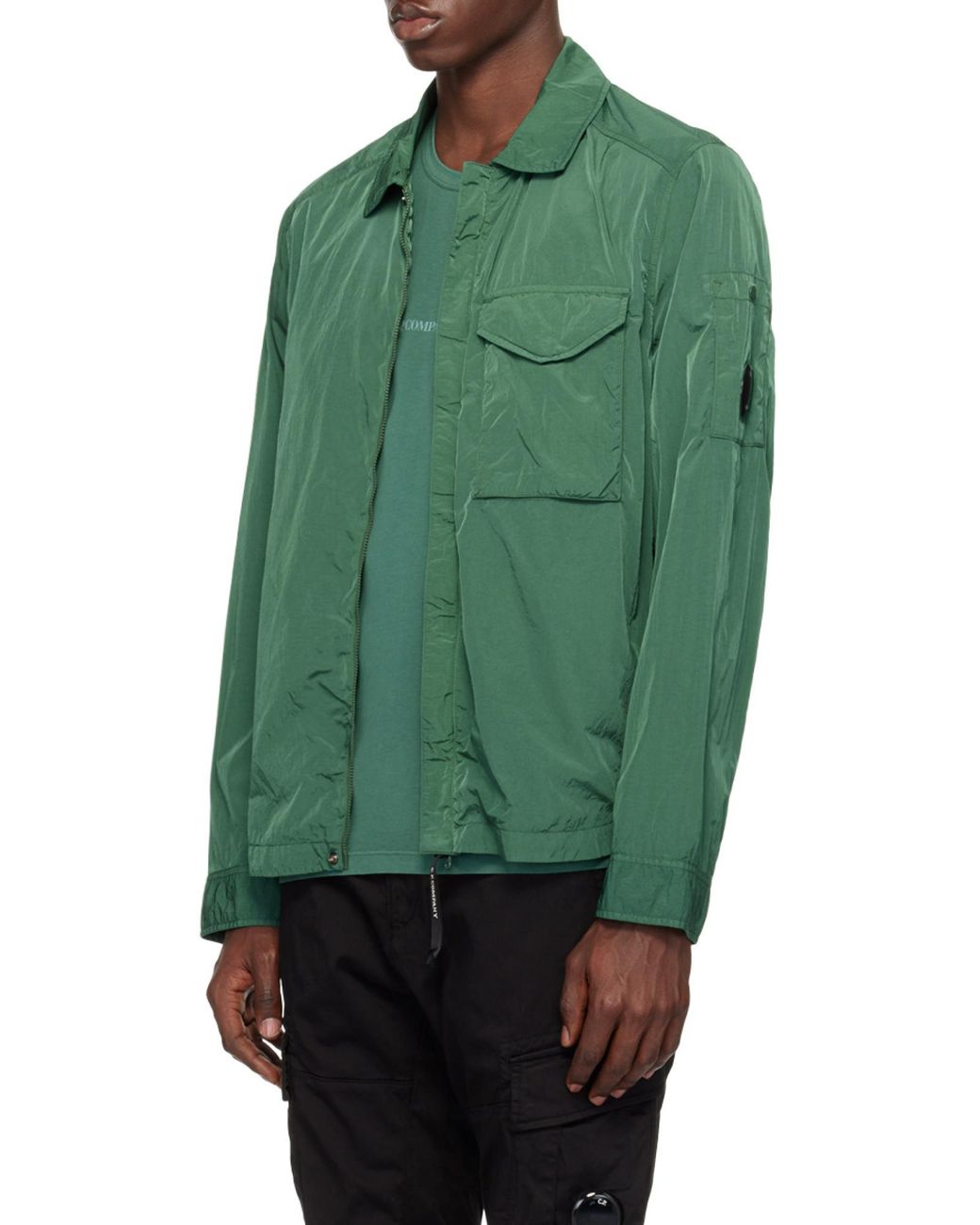 C P Company Green Chrome-R Long-Sleeved Overshirt for men