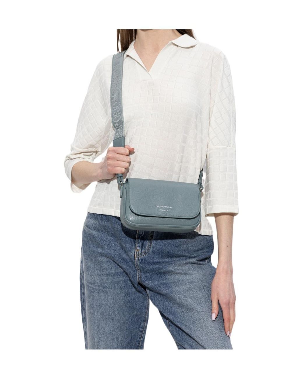 Emporio Armani Gray Logo Strap Shoulder Bag