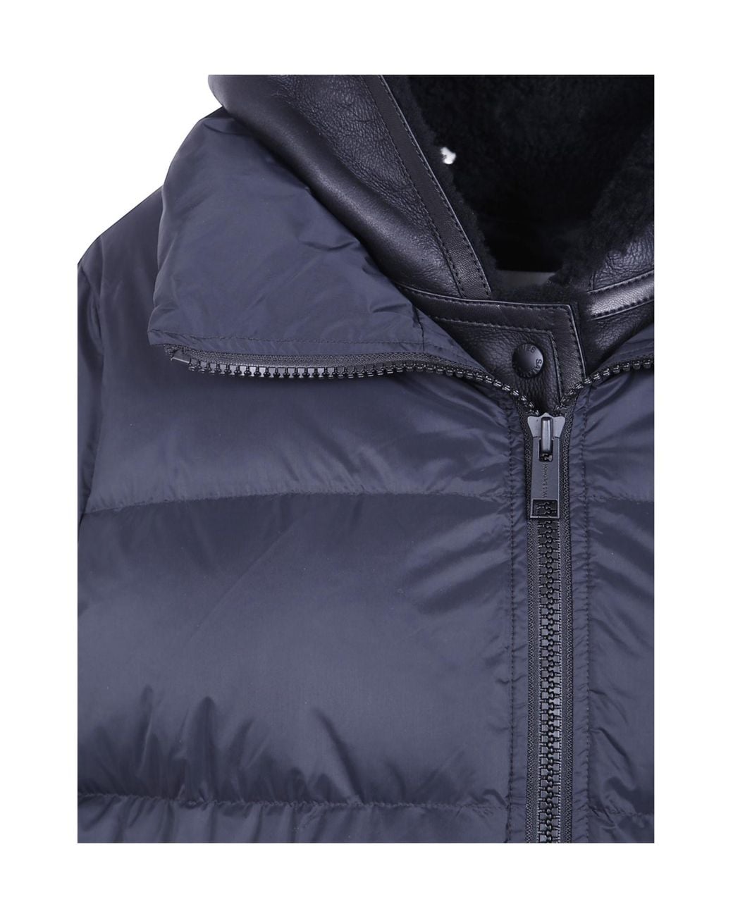 Yves Salomon Blue Long-Sleeve Hooded Padded Jacket