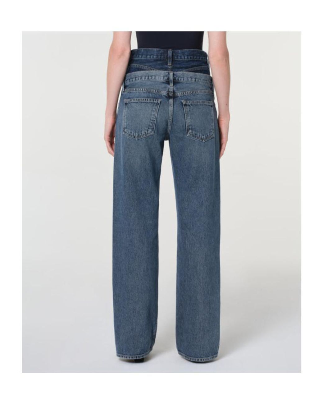Agolde Blue Elson Double-Waisted Jeans