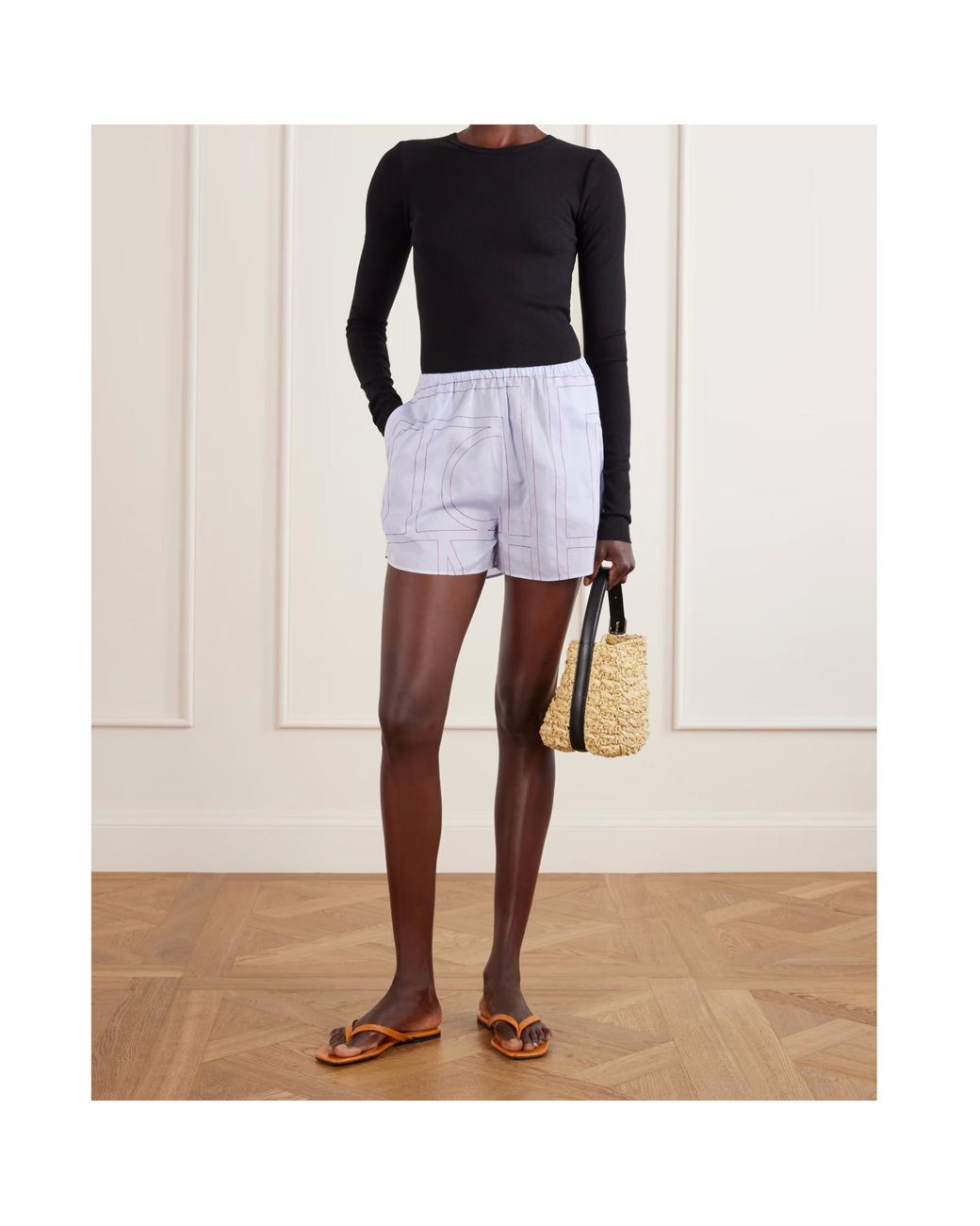 Totême Blue Monogram Cotton-Blend Shorts