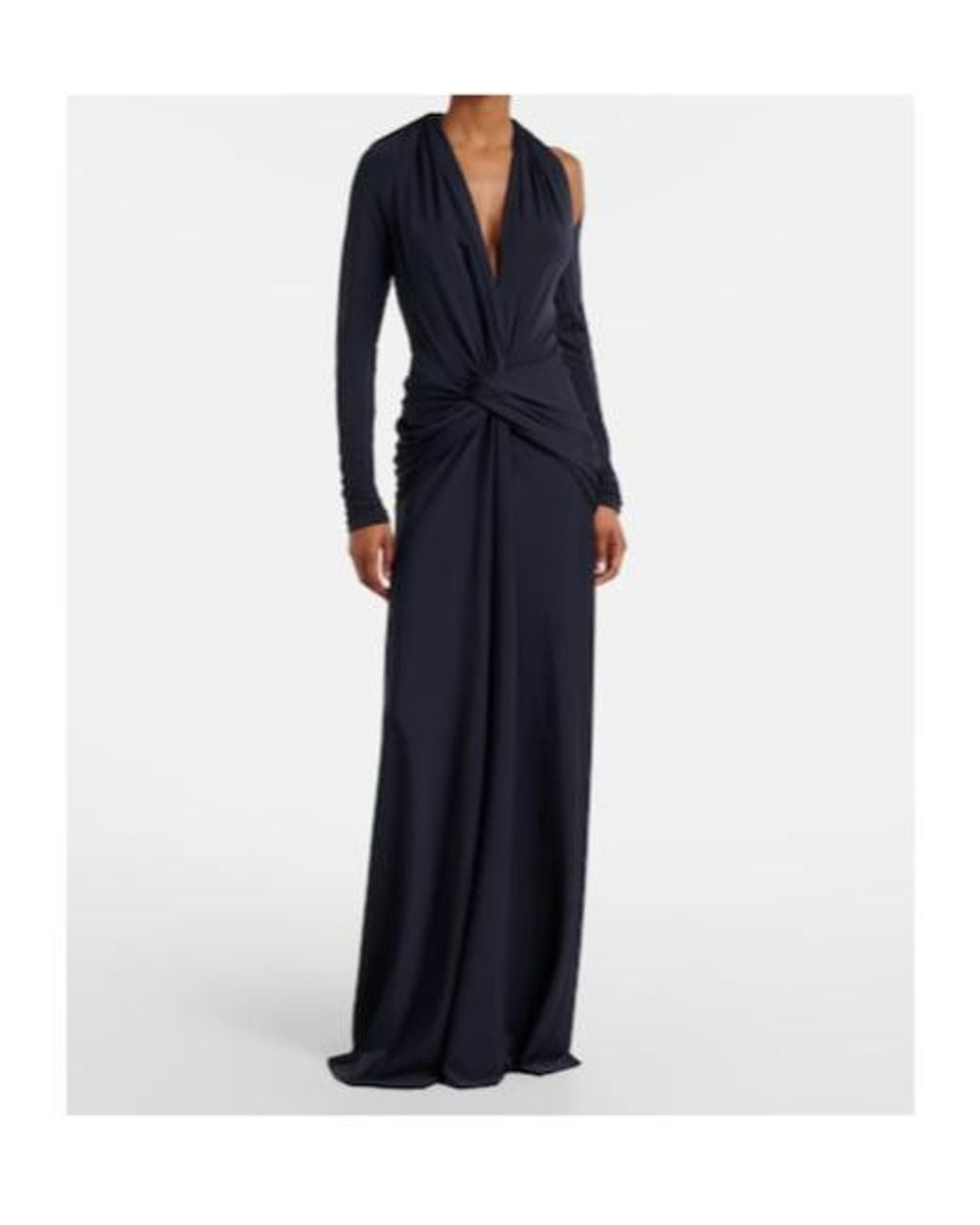 Victoria Beckham Blue Gathered Jersey Gown