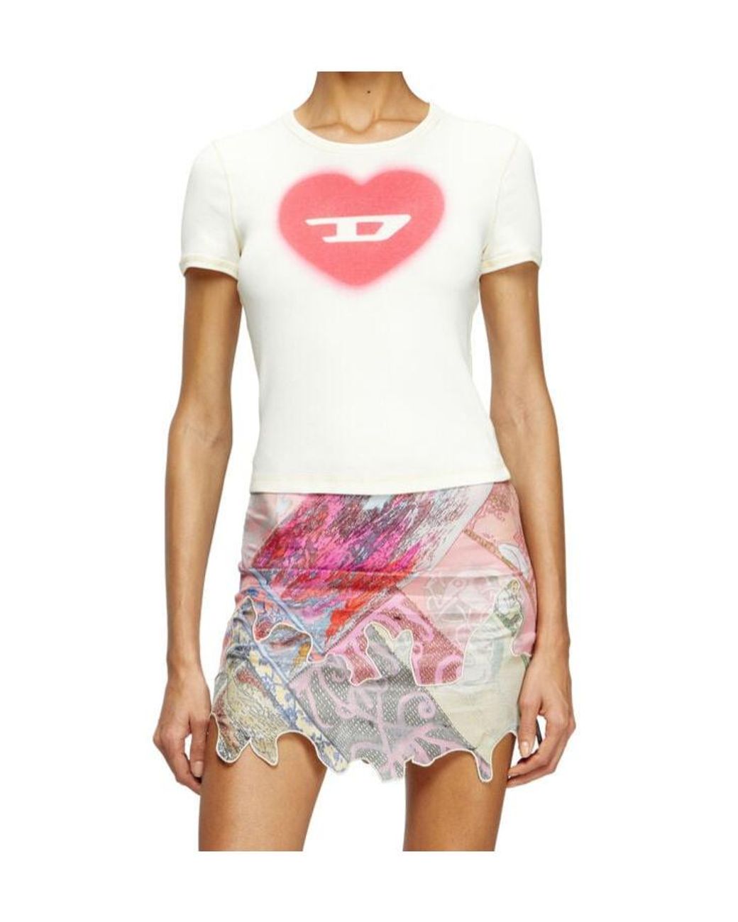 DIESEL Pink T-Ele Cropped T-Shirt