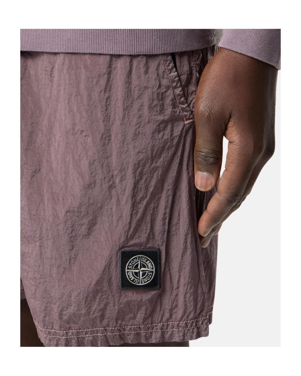 Stone Island Purple Logo Patch Swim Shorts for men