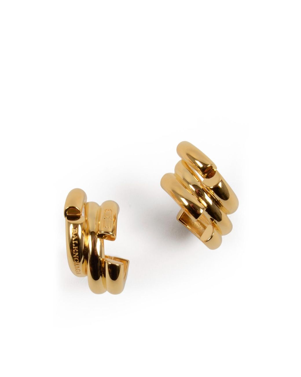 Balenciaga Metallic Logo Engraved Earrings