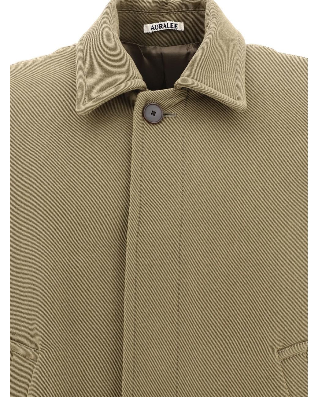 Auralee Green Spread-Collar Wool Jacket for men