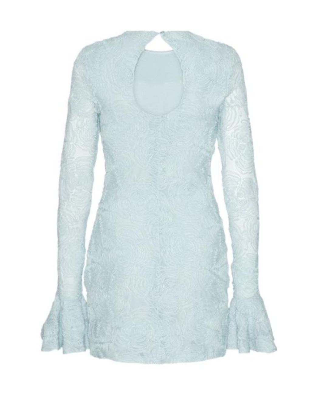 ROTATE BIRGER CHRISTENSEN Blue Textured Long-Sleeve Mini Dress