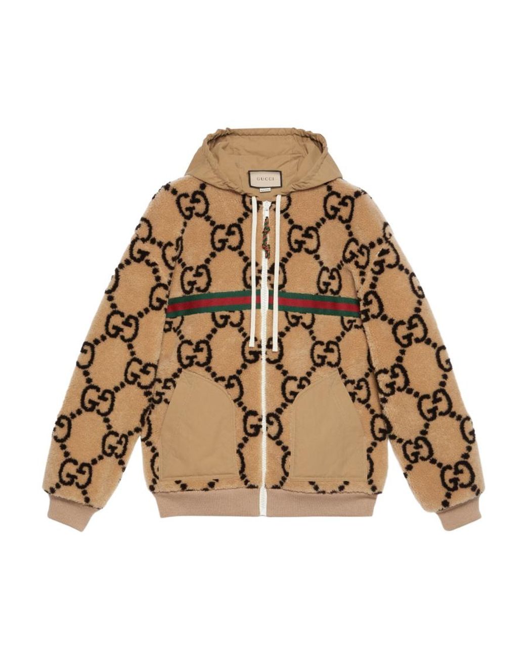 Gucci Natural Neutral Maxi Gg Wool Jersey Hoodie