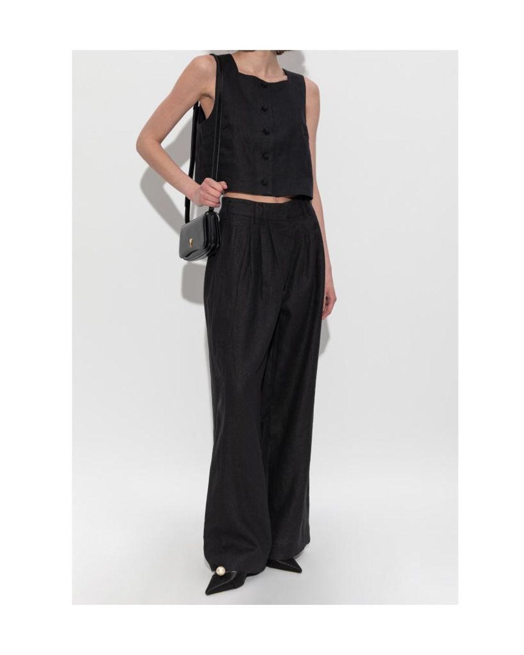 Posse Black Pleated Palazzo Pants