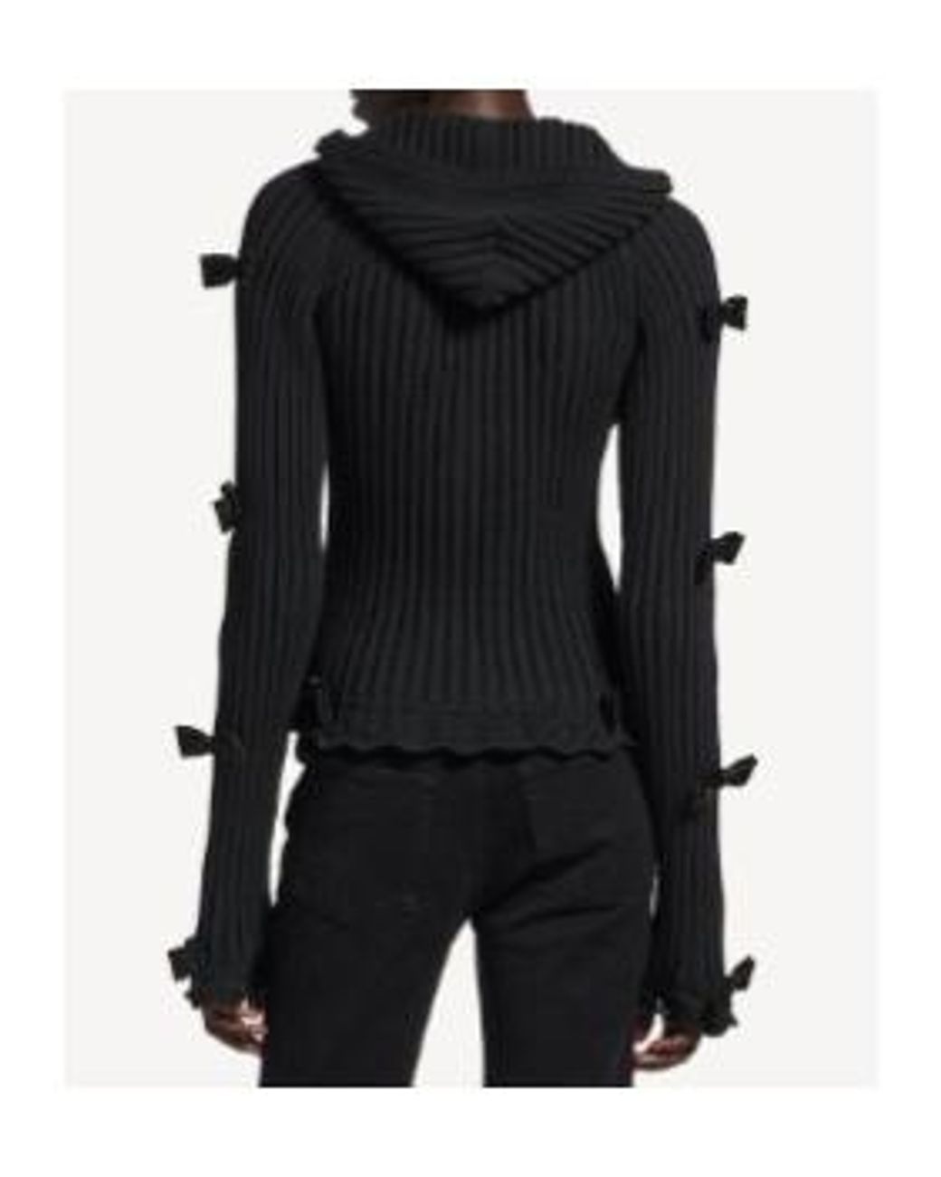 Balenciaga Black Fitted Bow Zip Hooded Sweater