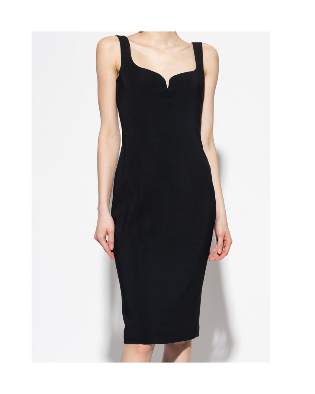 Versace Black Sweetheart-Neckline Midi Dress