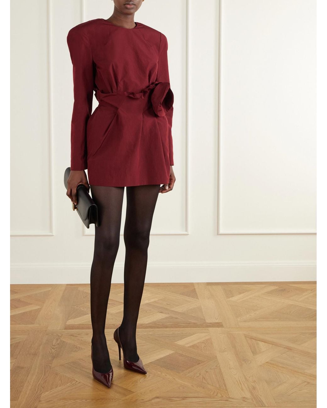 Magda Butrym Red Floral-Appliquéd Mini Dress