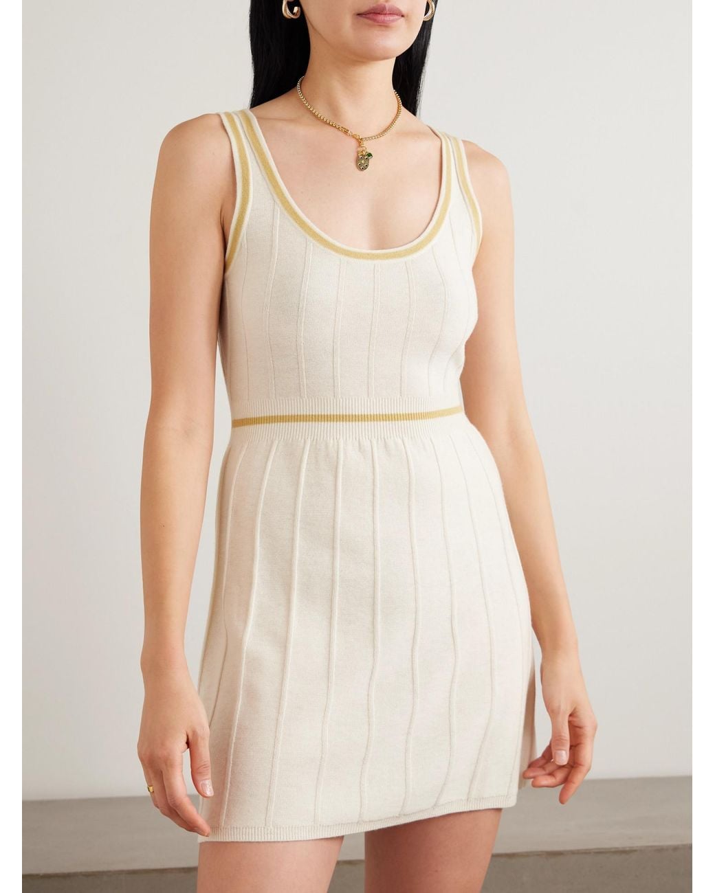Eres Natural Elite Striped Ribbed Wool And Cashmere-Blend Mini Dress