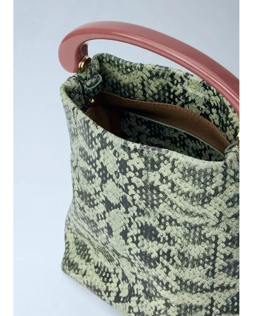 Dries Van Noten Green Embossed Leather Shoulder Bag