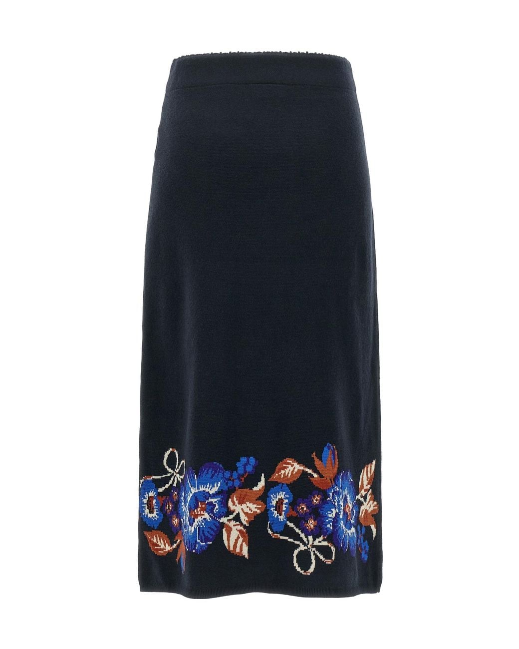 Farm Rio Blue Bow Garden Floral Midi Skirt
