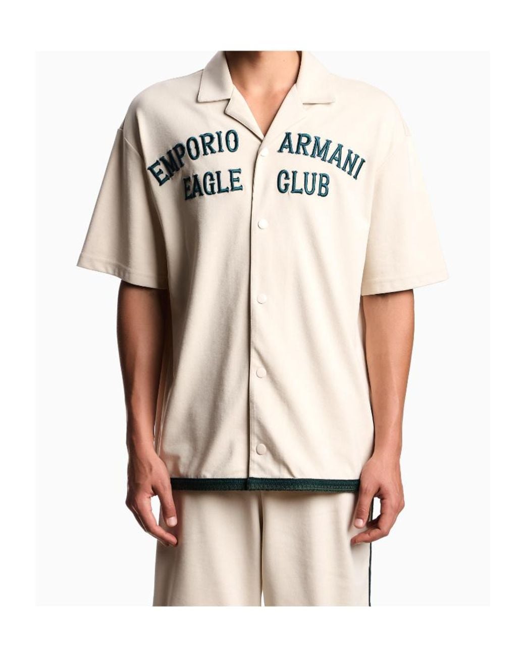 Emporio Armani White Logo-Embroidered Shirt for men