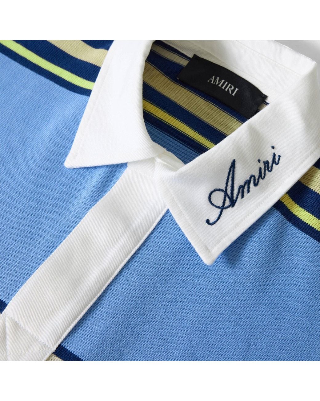 Amiri Blue Striped Polo Shirt for men