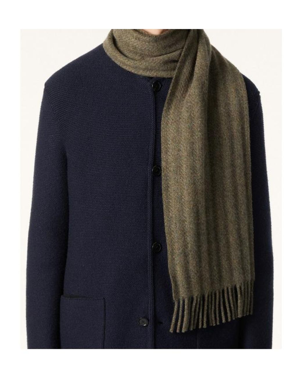 Loro Piana Green Barre Stripe Scarf for men