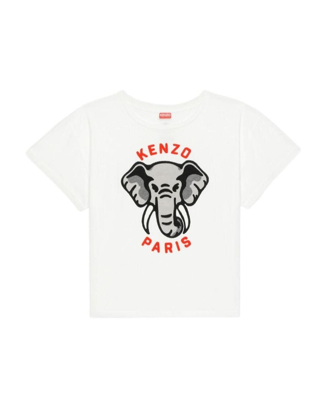 KENZO White Elephant-Embroidered Crewneck T-Shirt