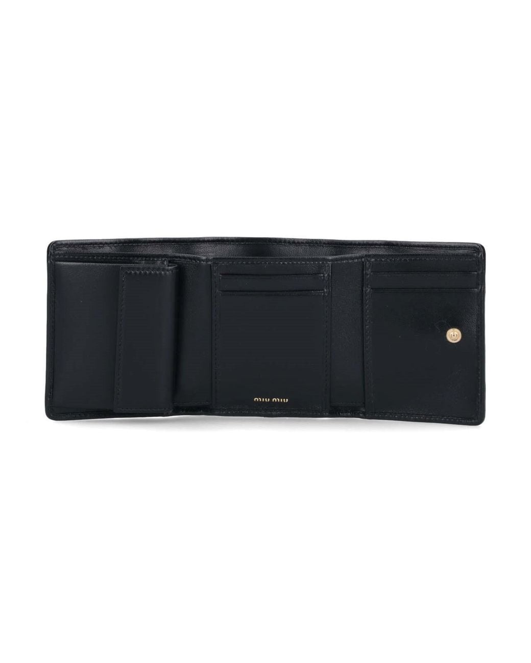 Miu Miu Black Matelassé Logo-Lettering Wallet