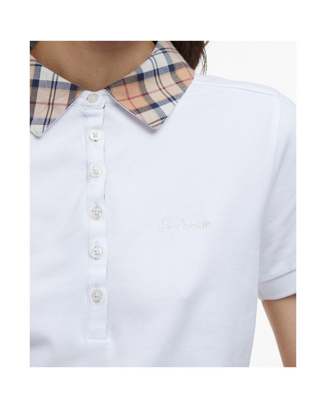 Barbour White Short-Sleeved Button-Front Polo Shirt