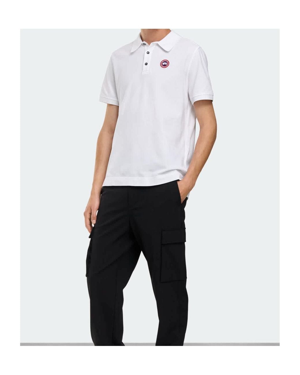 Canada Goose White Beckley Logo Cotton Polo Shirt for men