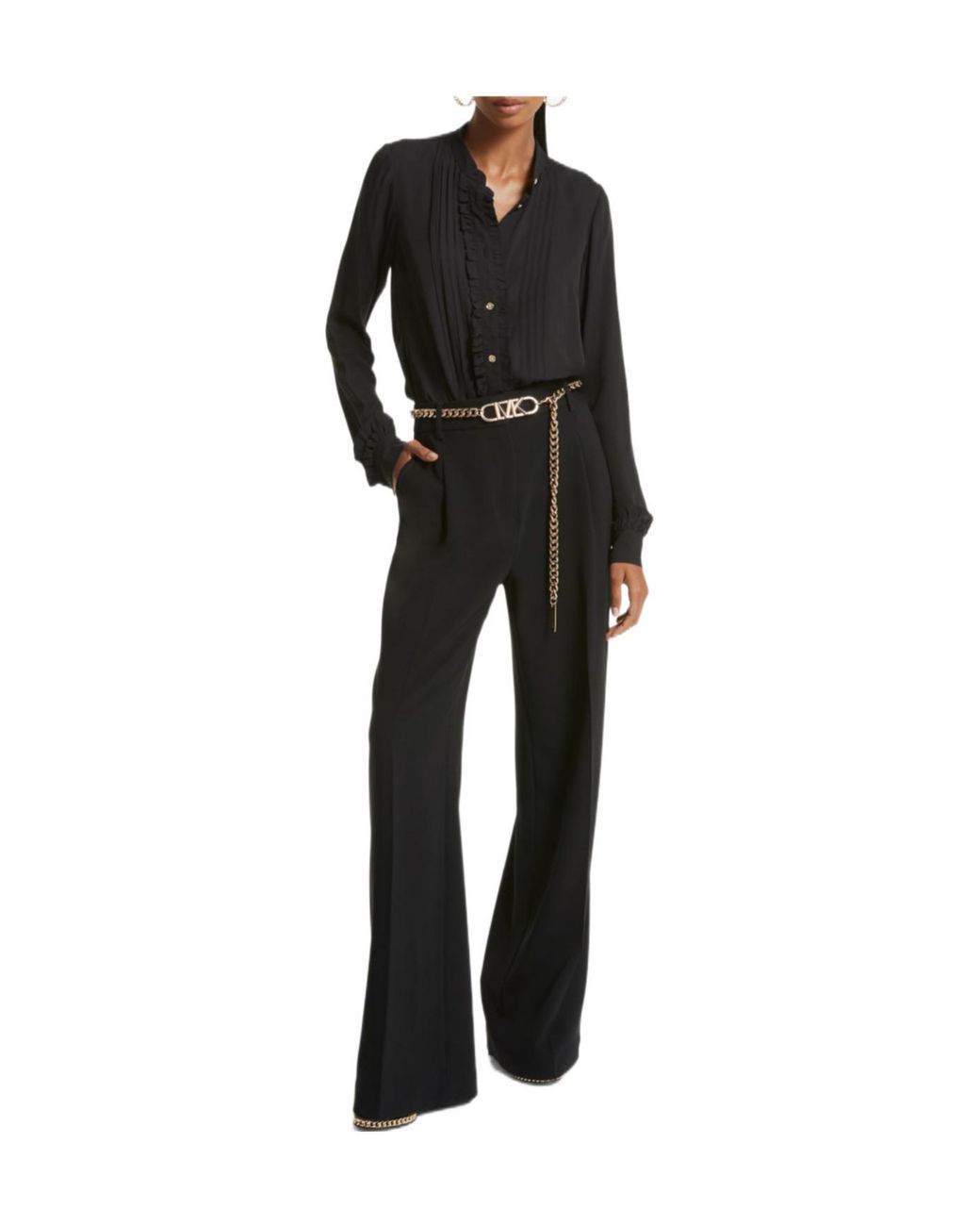 Michael Kors Black Michael Pleat Detailed Buttoned Shirt