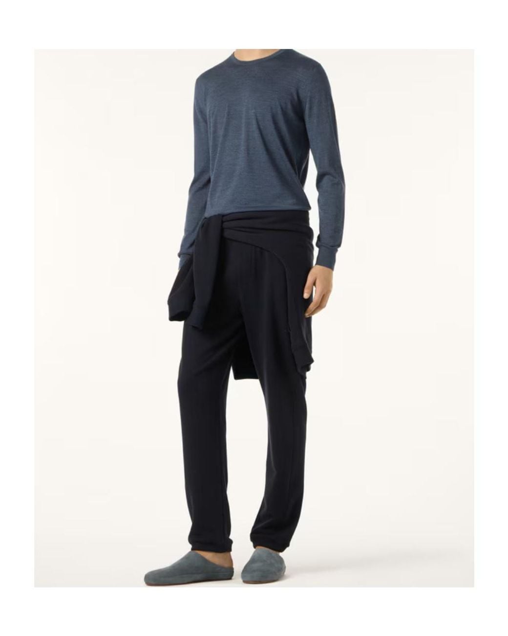 Loro Piana Blue T-Shirt Crewneck for men