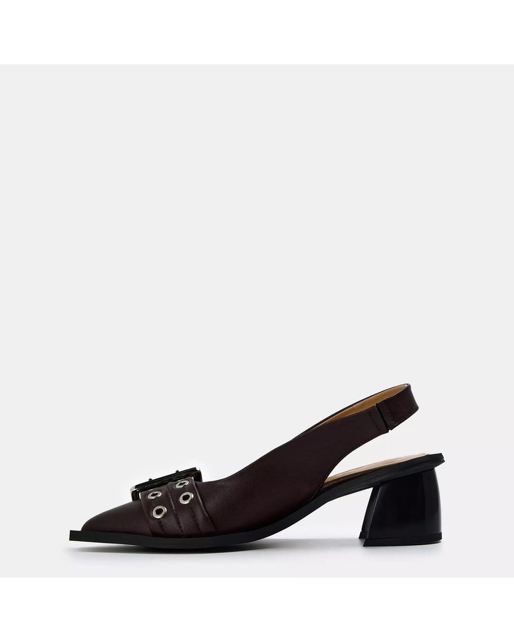 Ganni Brown Slingback Block Heel Block Court Shoes