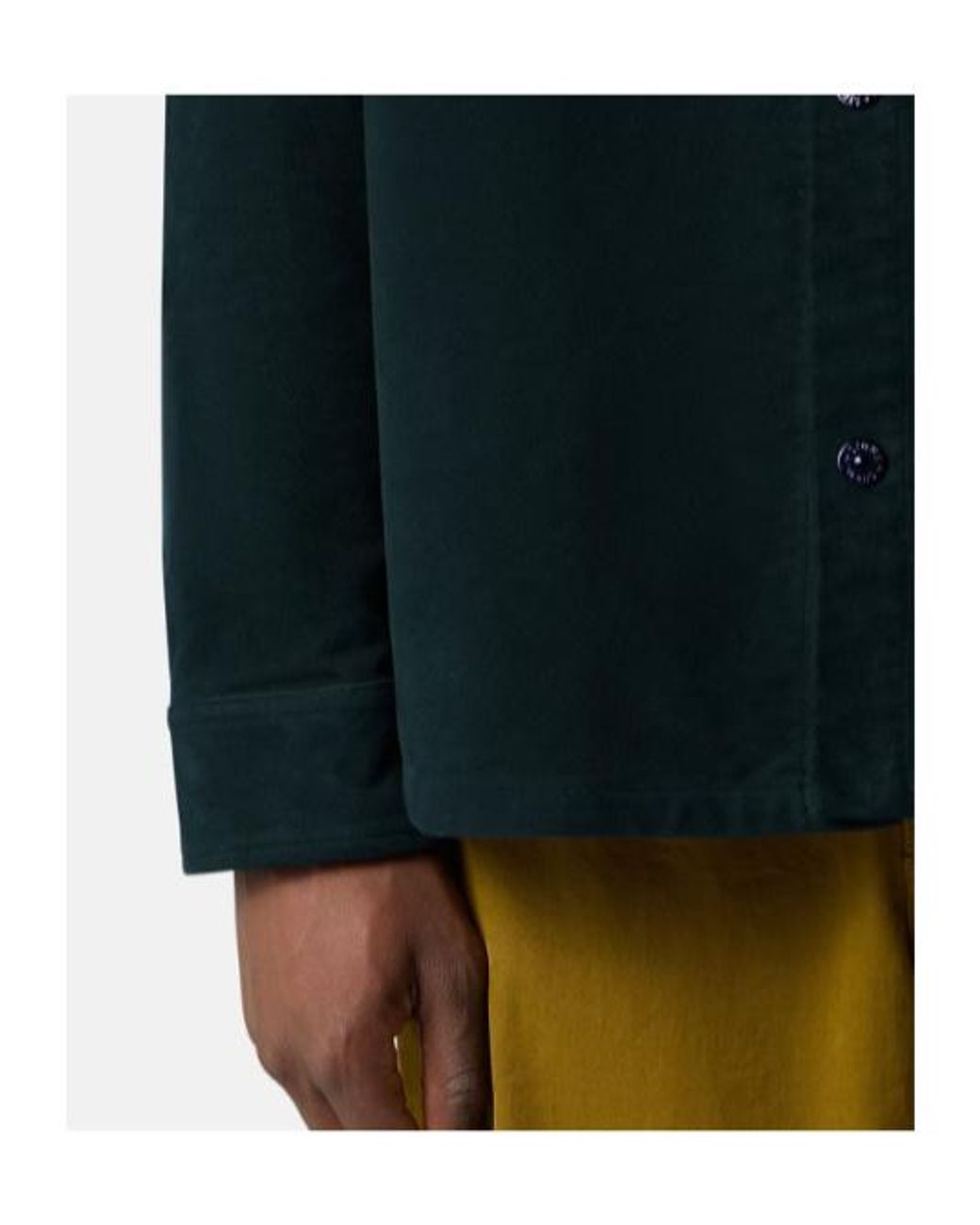 Stone Island Green Compass-Patch Corduroy Shirt for men