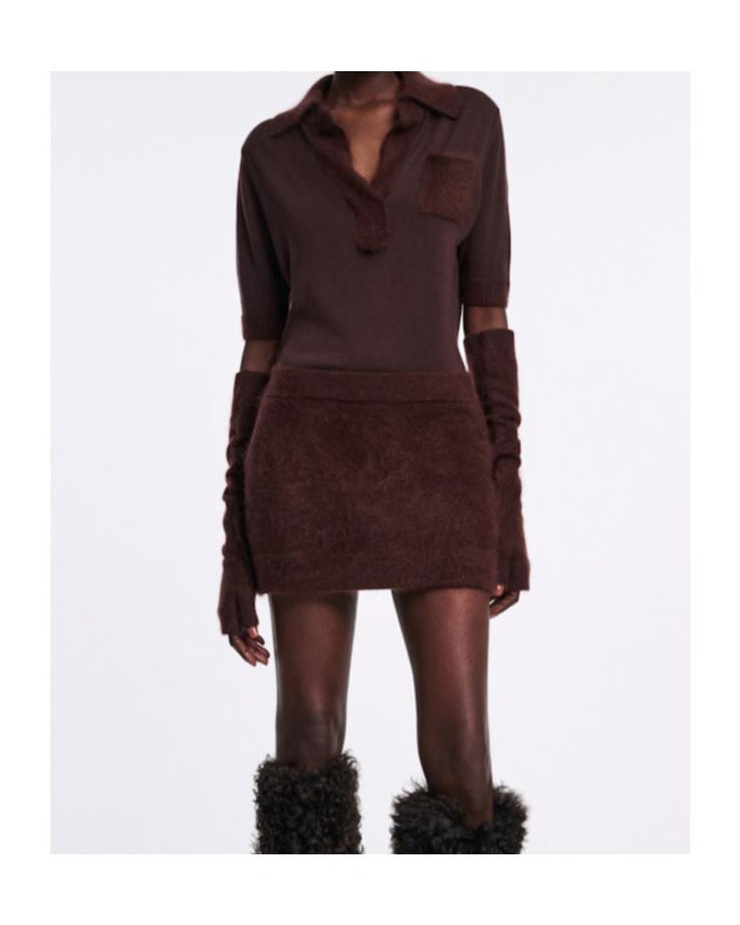 Dorothee Schumacher Brown Fluffy Statement Skirt