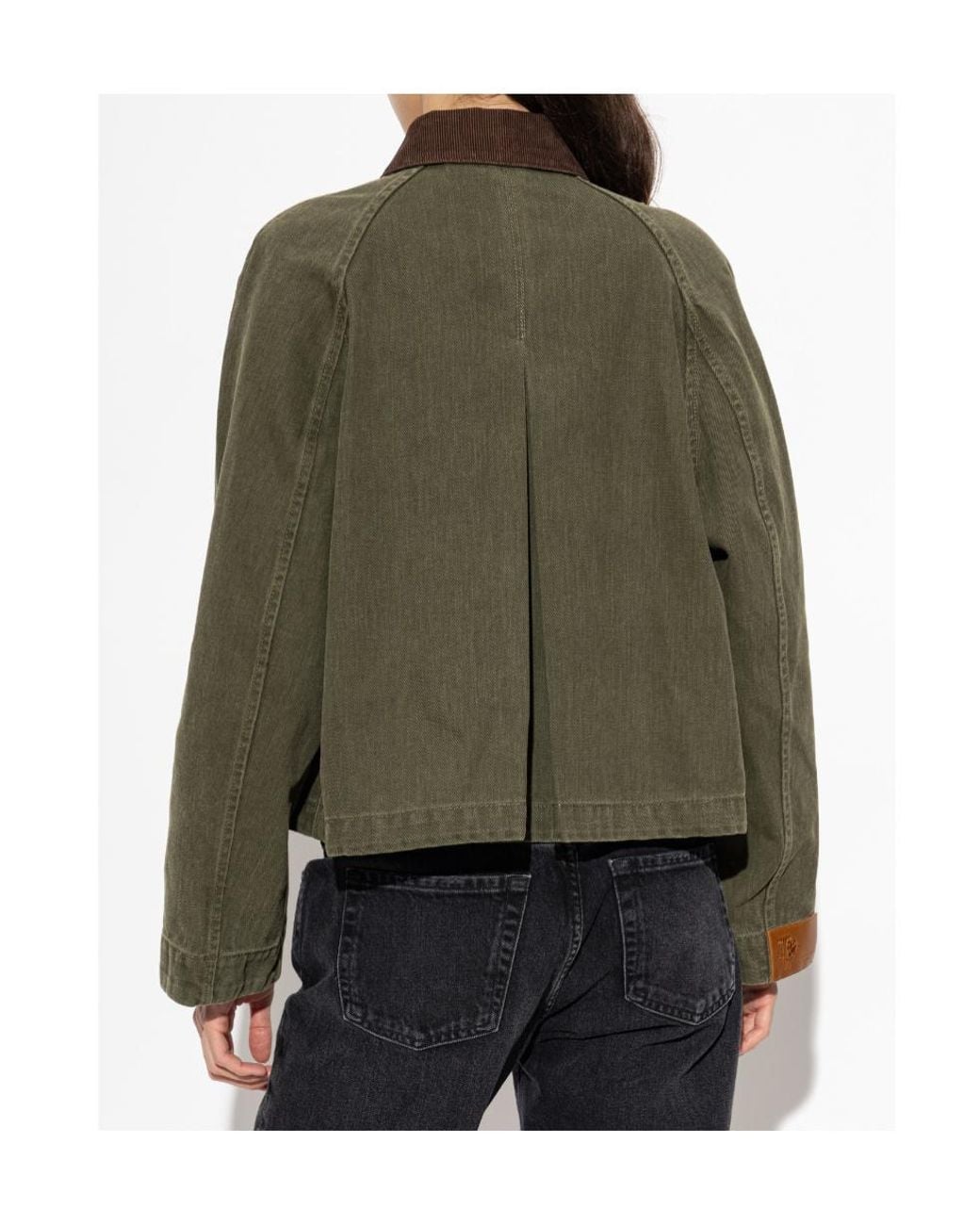 Tory Burch Green Denim Bomber Jacket