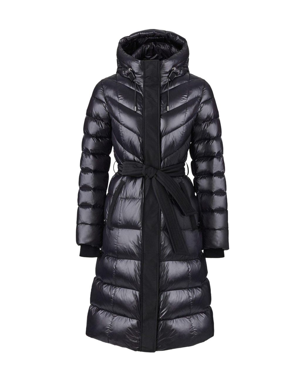 Mackage Black Coralia Down Coat With Hood And Sash Belt