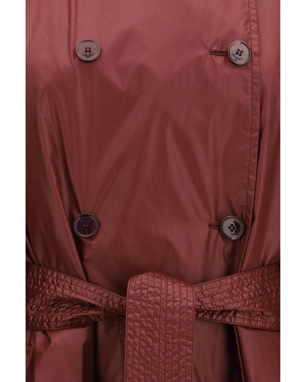 Saint Laurent Red Lavallière Double-Breasted Trench Coat
