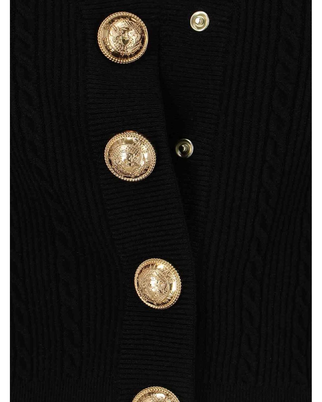 Balmain Black V-Neck Long Sleeved Knitted Cardigan