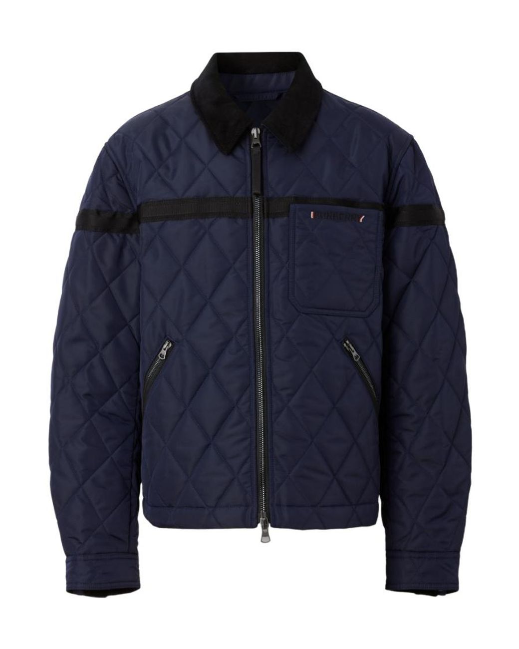 Burberry Blue Corduroy Collar Diamond Quilted Jacket for men