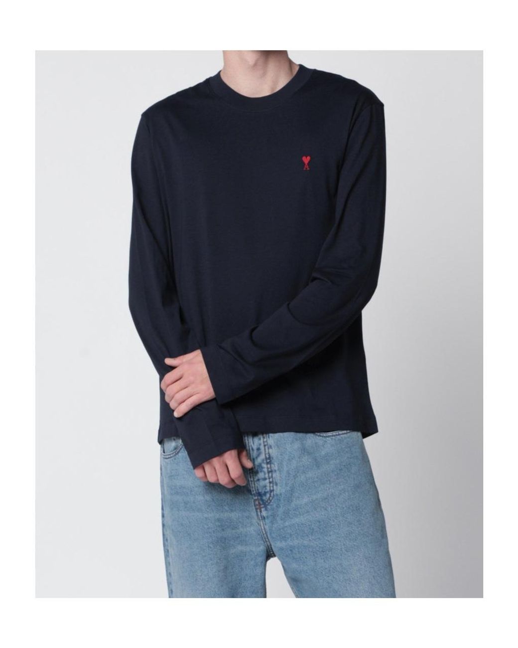 AMI Blue Long-Sleeve T-Shirt for men