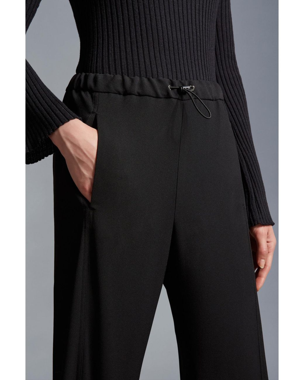 Moncler Black Relaxed Fitting Straight Leg Trousers