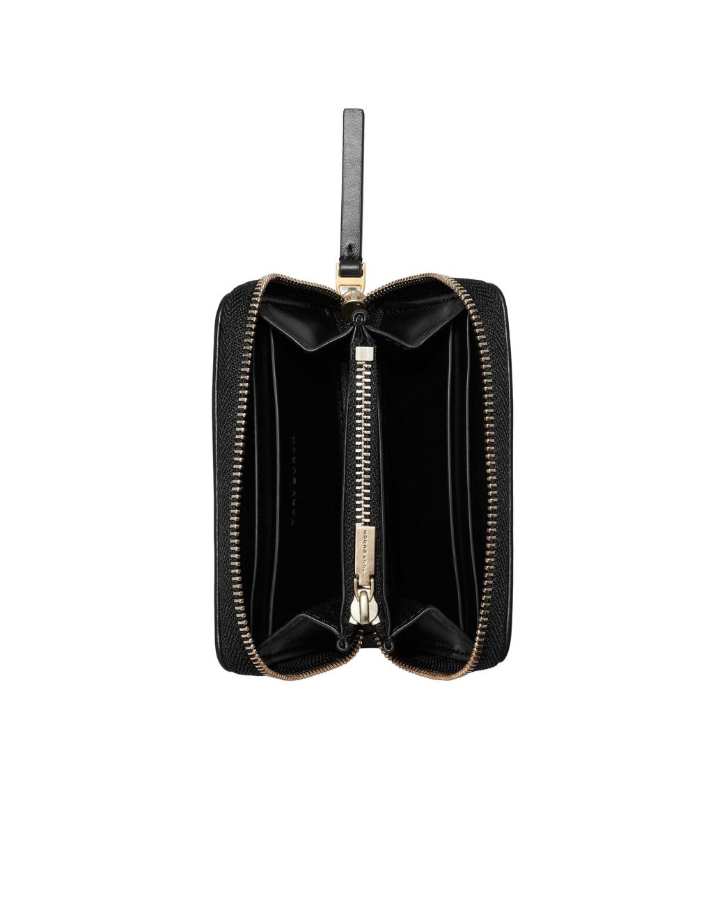 Tory Burch Black Leather Zip-Around Wallet