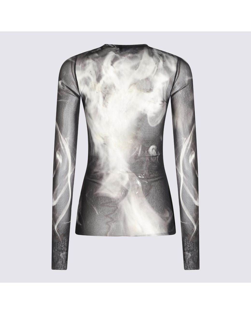 Jean Paul Gaultier Black Smoking Print Mesh Top