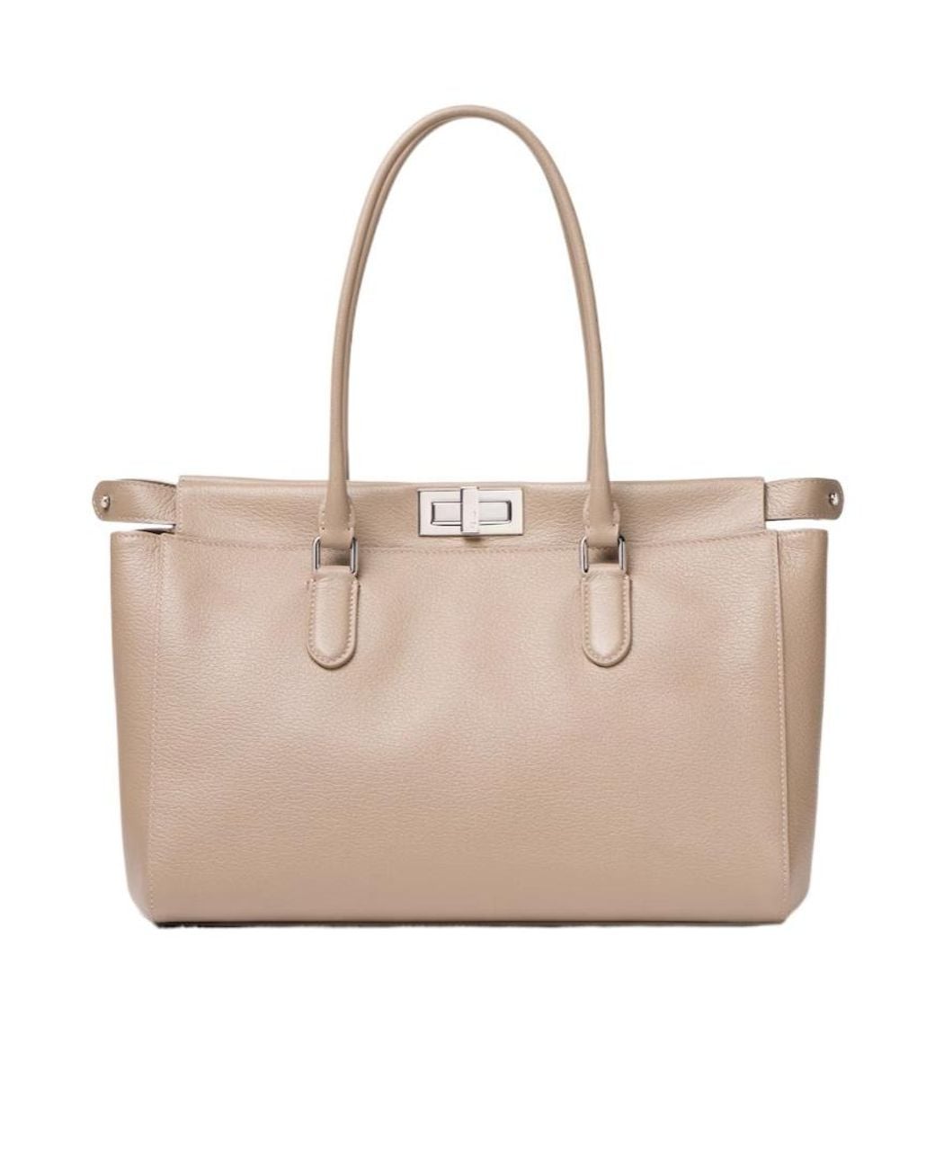 Fendi Natural Turn-Lock Tote Bag