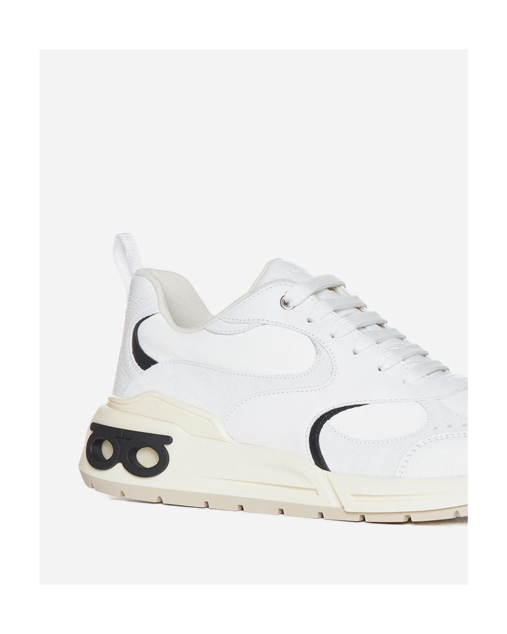 Ferragamo White Logo Sports Shoes for men