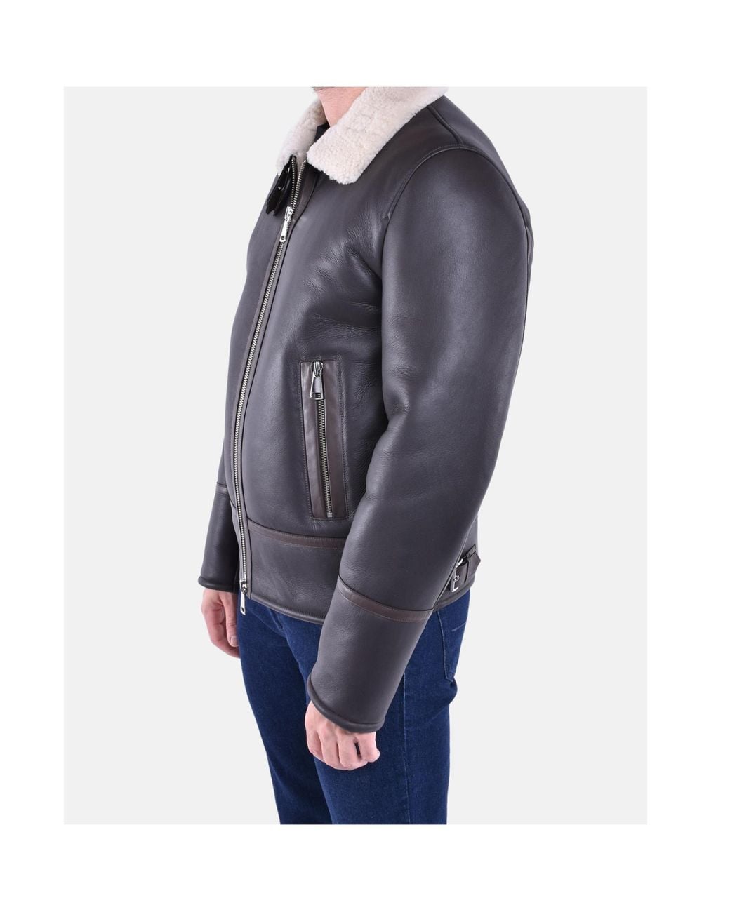 Dondup Blue Montone Shearling Jacket for men