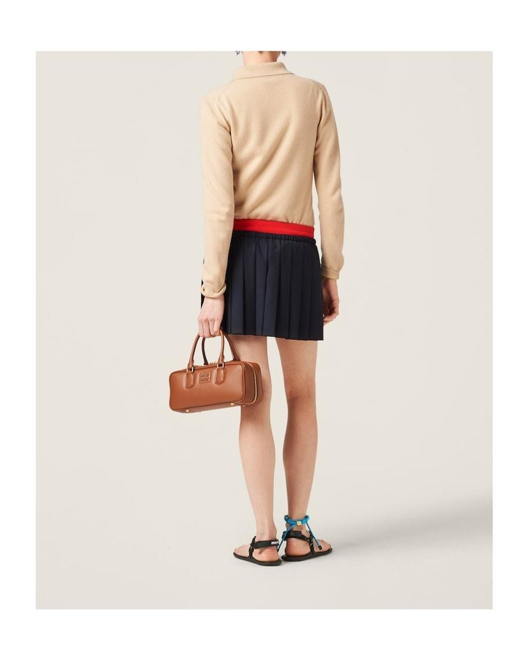 Miu Miu Blue Pleated Batavia Skirt