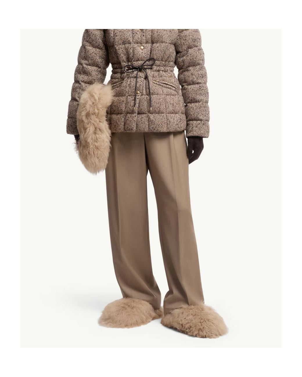 Moncler Natural Wool Gabardine Tailored Pants