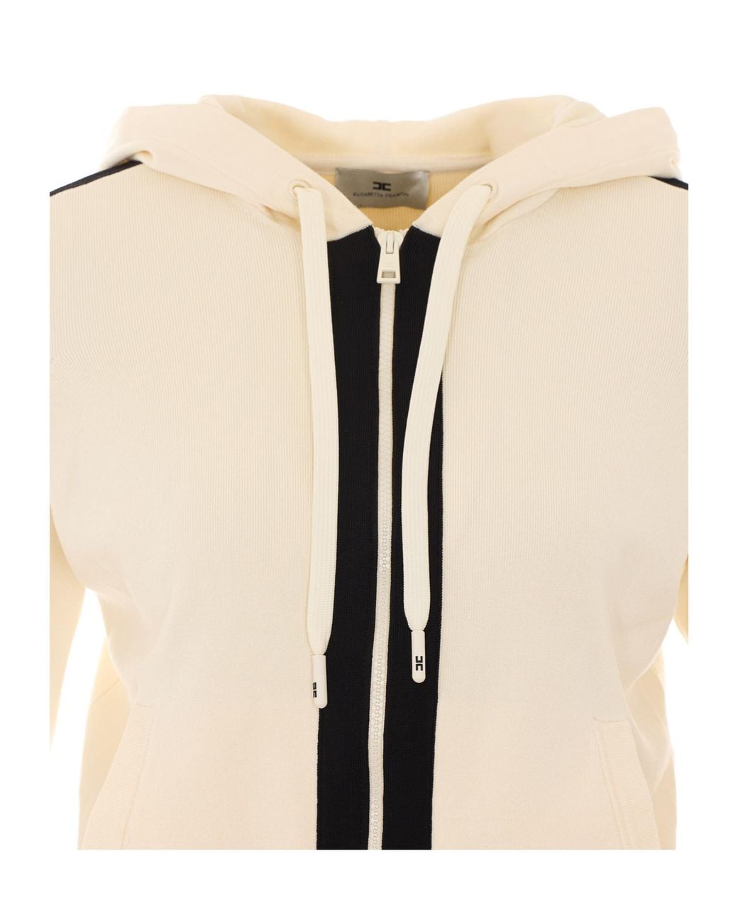 Elisabetta Franchi Natural Logo-Trim Zip Hoodie