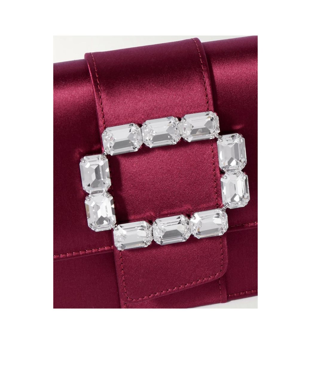 Manolo Blahnik Red Crystal-Embellished Satin Clutch