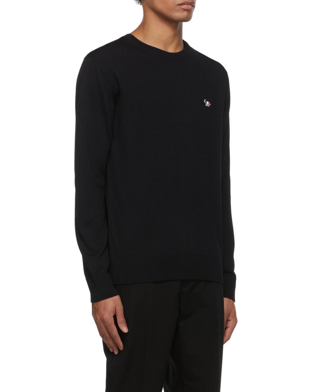 Maison Kitsuné Blue Fox-Patch Crew-Neck Jumper for men