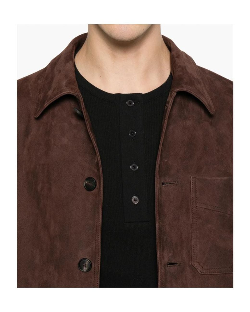 Tagliatore Brown Long-Sleeved Shirt Jacket for men