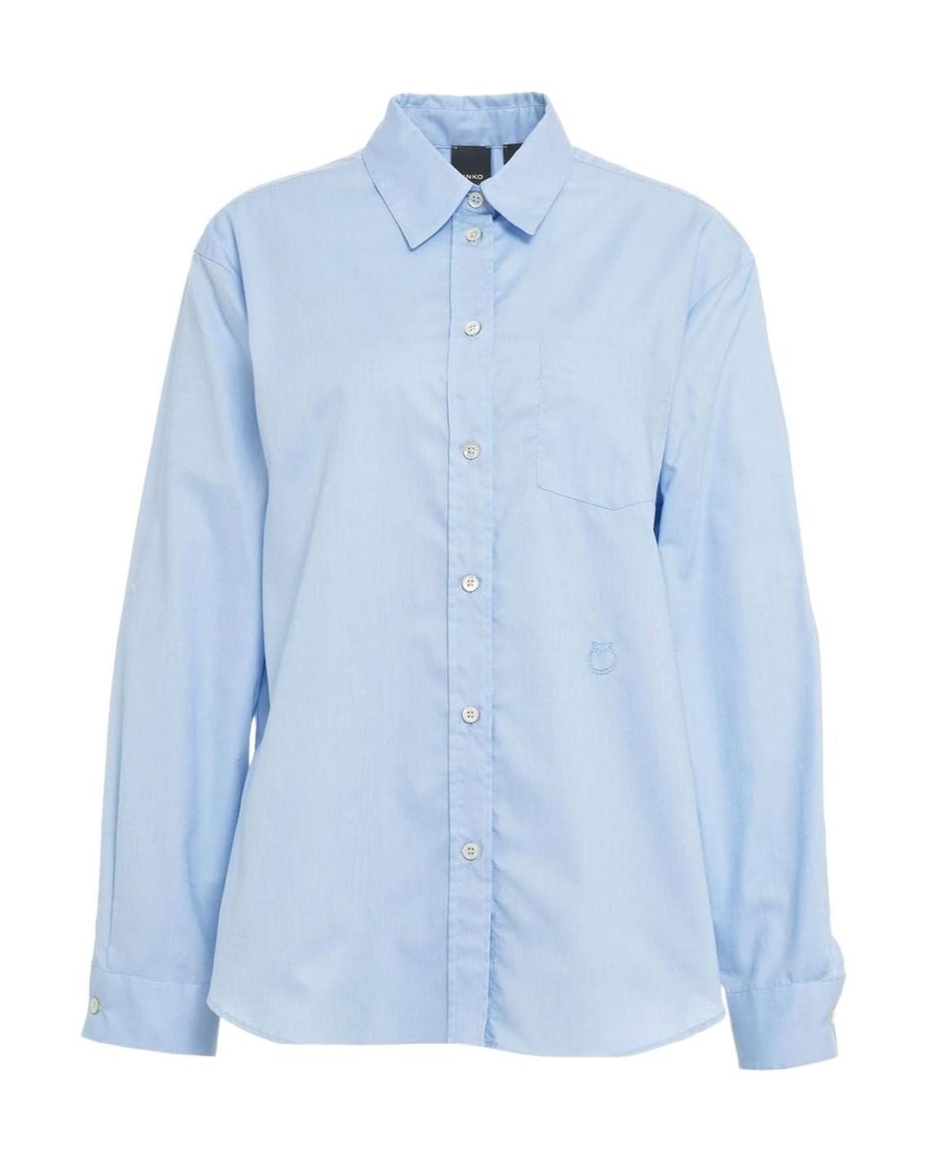 Pinko Blue Love Birds Embroidered Oxford Shirt